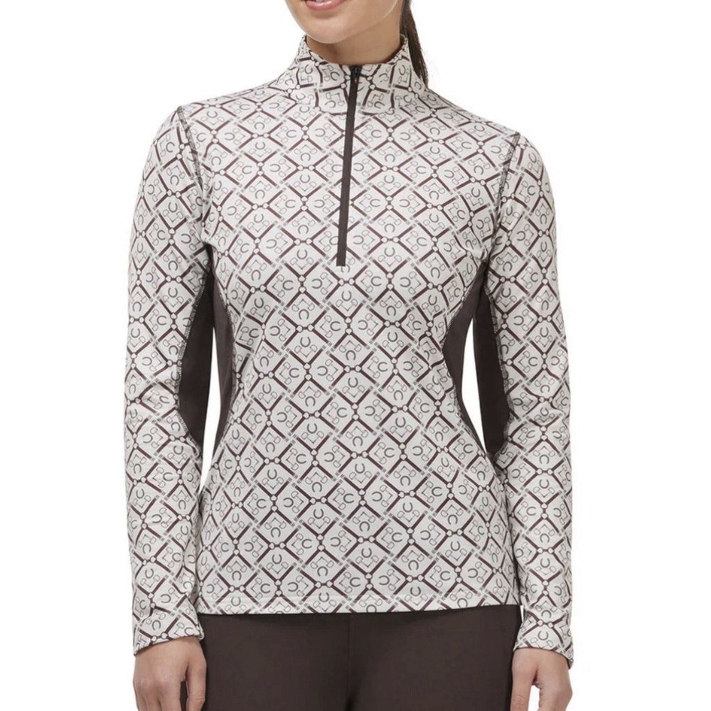 Kerrits On Course Quarter Zip Fleece Tech Top Small In Tack Trunk‎ Geo Vanilla
